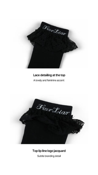 Lace Logo Knee Socks (Black)