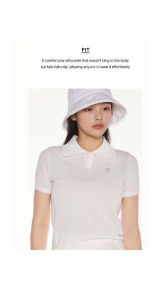 Pearl Point Short Sleeve Knit (White)