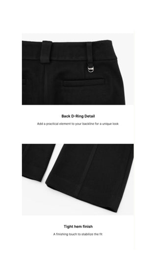 Ribbon Pocket Bootscut Pants (Black)