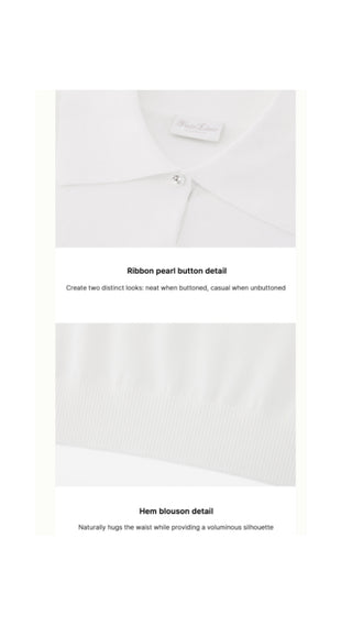 Pearl Point Short Sleeve Knit (White)