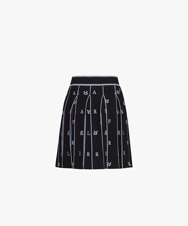 FAIRLIAR Pleated Jacquard Knit Skirt - Black