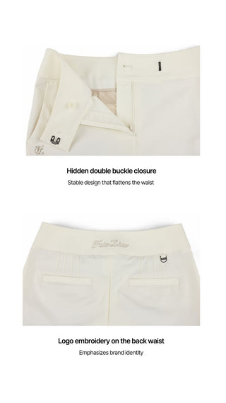 Back Logo Bootscut Pants (Cream)