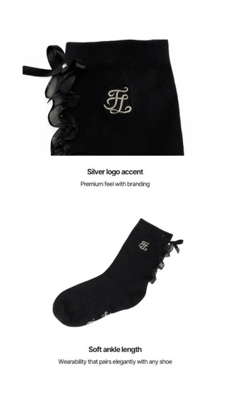 Tulle Frill Ankle Socks (Black)