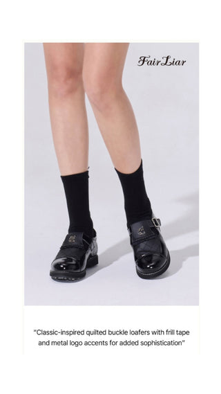 Quilted Buckle Loafers (Black)