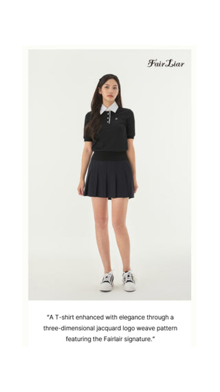 Lettering Jacquard T Shirt (Black)