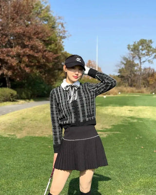 [FL Signature] Pearl & Bead Flare Pleated Skirt - Black