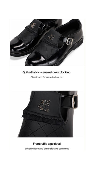 Quilted Buckle Loafers (Black)