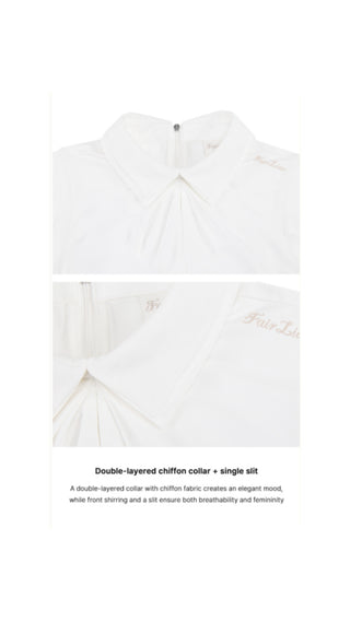 Front Shirring Sleeveless T Shirt (White)