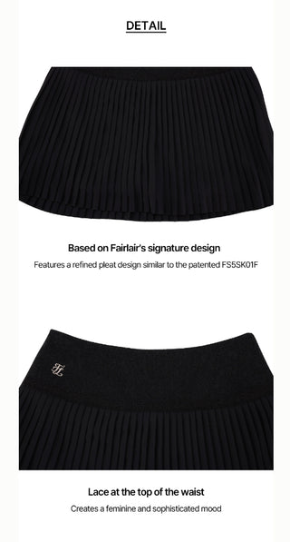 Lace Flare Pleated Skirt (Black)