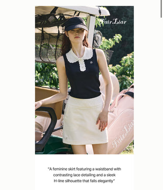 Lace H-line skirt (Black)