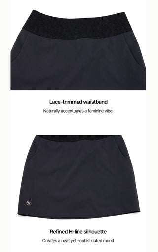 Lace H-line skirt (Black)