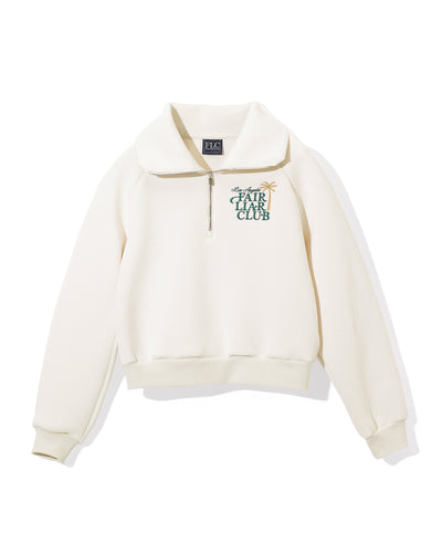 [Fair Liar Club] UNISEX PALM TREE HALF ZIP PULLOVER - Cream