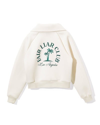 [Fair Liar Club] UNISEX PALM TREE HALF ZIP PULLOVER - Cream