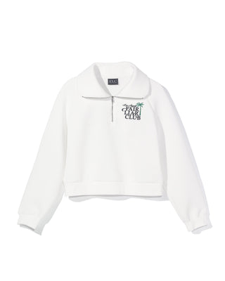[Fair Liar Club] UNISEX PALM TREE HALF ZIP PULLOVER - ivory