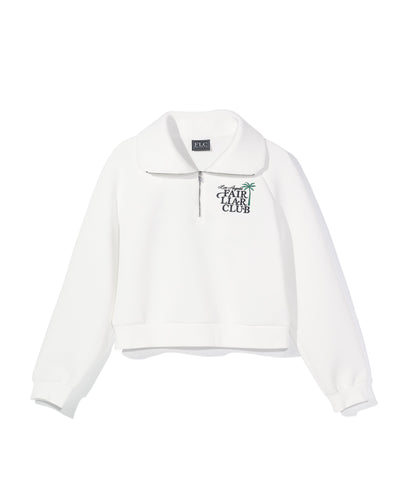 [Fair Liar Club] UNISEX PALM TREE HALF ZIP PULLOVER - ivory