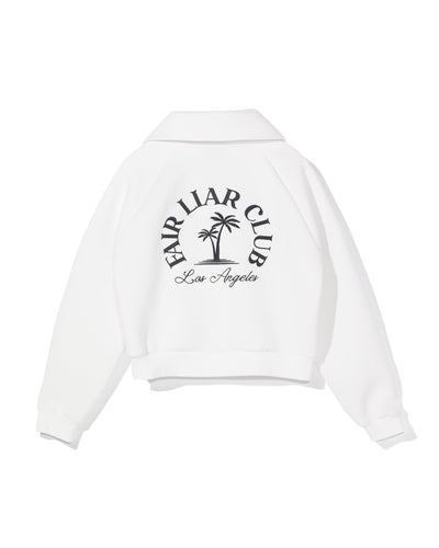 [Fair Liar Club] UNISEX PALM TREE HALF ZIP PULLOVER - ivory