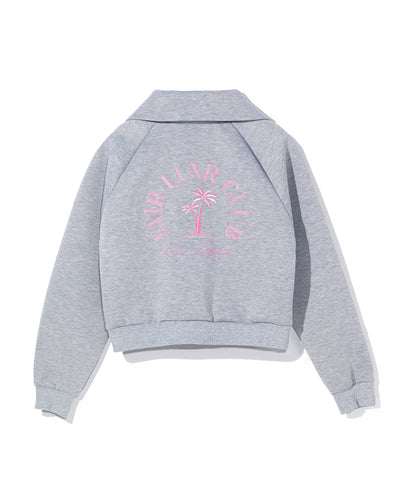 [Fair Liar Club] UNISEX PALM TREE HALF ZIP PULLOVER - Melange Grey
