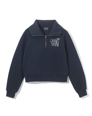 [Fair Liar Club] UNISEX PALM TREE HALF ZIP PULLOVER - Navy