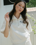 [Fair Liar Club] FLC ESSENTIAL HALF ZIP SIGNATURE PULLOVER - White