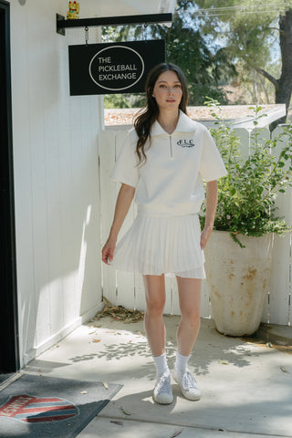 [Fair Liar Club] FLC ESSENTIAL HALF ZIP SIGNATURE PULLOVER - White