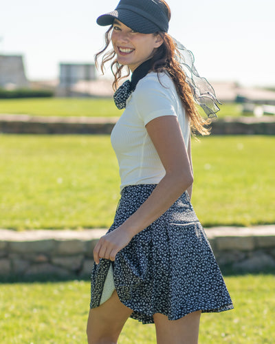 high waist pattern skirt - Black