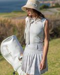 Patterned Neck ribbon sleeveless knit - White