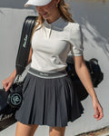 double pleated band skirt - Charcoal Grey