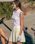 Pique pleated skirt - Yellow