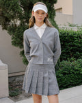 Mid Pleated Flare Checkered Skirt