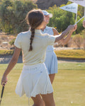 High waist jersey flared skirt - White