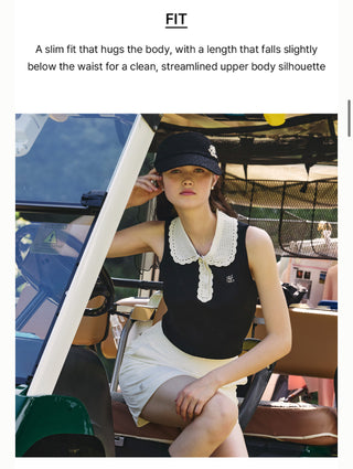 Crochet Collar Sleeveless Knit (Black)