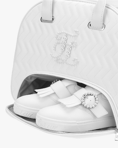Pearl Quilted Boston Bag - White