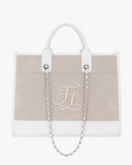 Pearl logo Boston bag -Beige