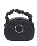 Pearl Emblem Quilted Tote Bag - Black