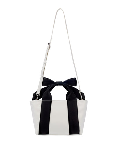 Big ribbon handle tote bag - Ivory