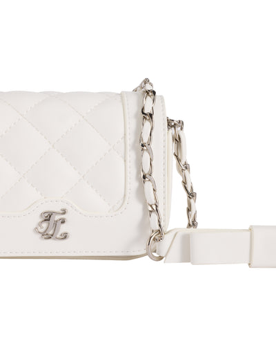 Quilted Point 2-Way Ribbon Bag - Ivory