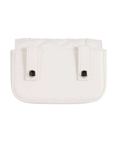 Quilted Point 2-Way Ribbon Bag - Ivory