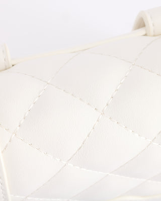 Quilted Point 2-Way Ribbon Bag - Ivory