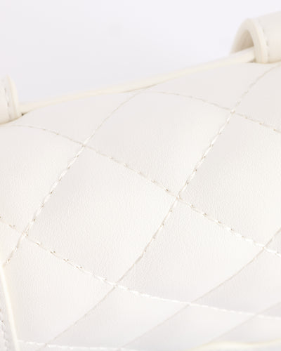 Quilted Point 2-Way Ribbon Bag - Ivory