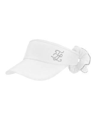 Crystal Scrunch Wide Visor - Ivory