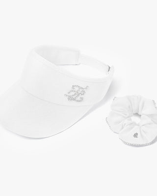 Crystal Scrunch Wide Visor - Ivory