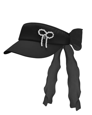 Pearl Ribbon Point Visor (Black)