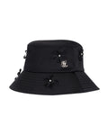 Fair Liar Leather Trimmed Flower Bucket Hat - Black