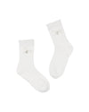 FL pearl ribbon ankle socks - White