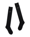 FL Leather Ribbon Knee Socks - Black