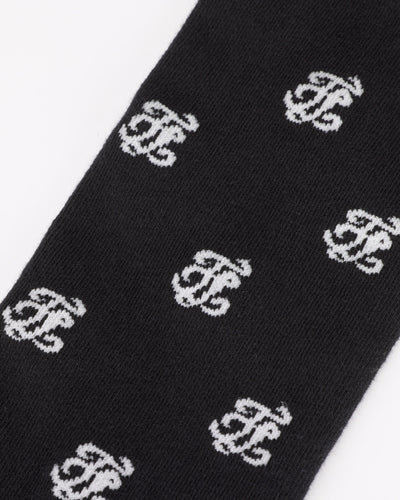 FL logo pattern knee socks - Black