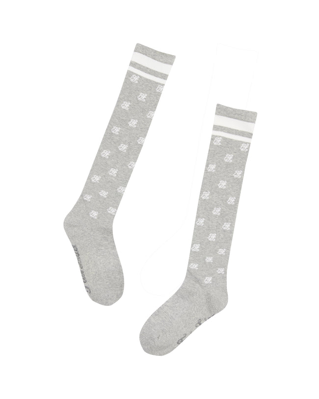 FL logo pattern knee socks - Grey