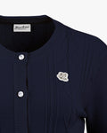 Cable pocket round neck cardigan - Navy