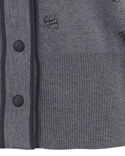 Logo Loose Fit V -Neck Cardigan - Grey