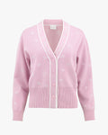 Logo Loose Fit V -Neck Cardigan - Pink